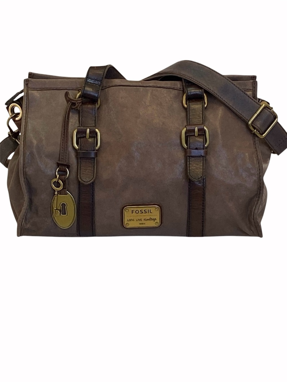 Fossil Maddox Vintage Handbag Satchel Purse Bag Leather